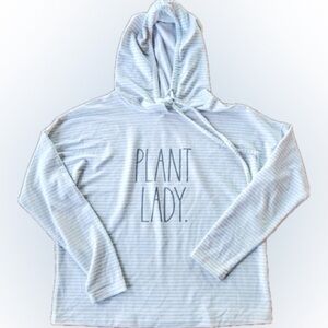 Rae Dunn White and Sage Striped Hoodie